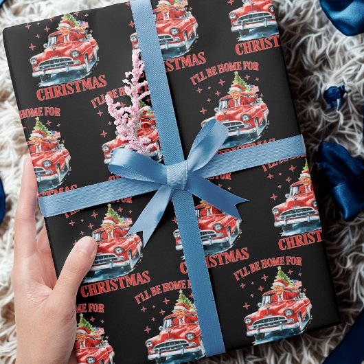 Ik zal thuis zijn voor kerst Funny Trump Cadeaupapier