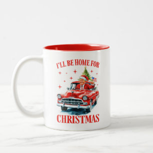 Ik zal thuis zijn voor kerst Funny Trump Tweekleurige Koffiemok
