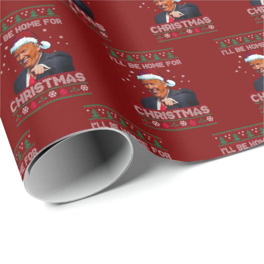 Ik zal thuis zijn voor Kerstmis Cadeaupapier (Rol Hoek)