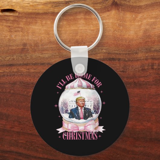 Ik zal thuis zijn voor Kerstmis Grappig Trump Coqu Sleutelhanger (Voorkant)