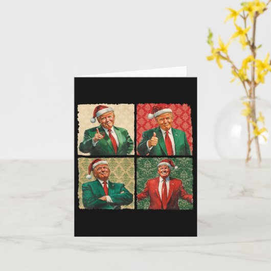 Ik zal thuis zijn voor Kerstmis Grappig Trump kers Kaart (Gele Bloem)
