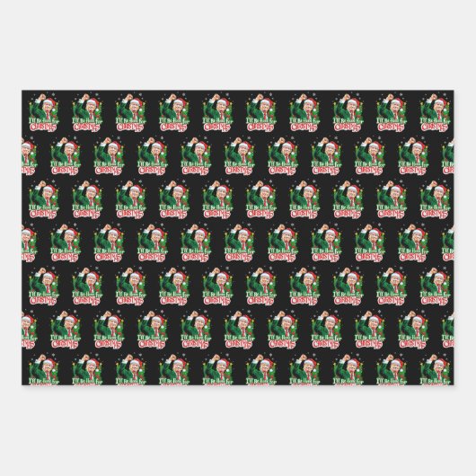 Ik zal thuis zijn voor Kerstmis Grappig Trump Sant Inpakpapier Vel (Voorkant)