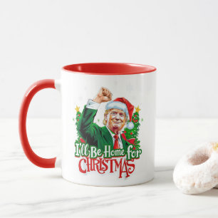 Ik zal thuis zijn voor Kerstmis Grappig Trump Sant Mok