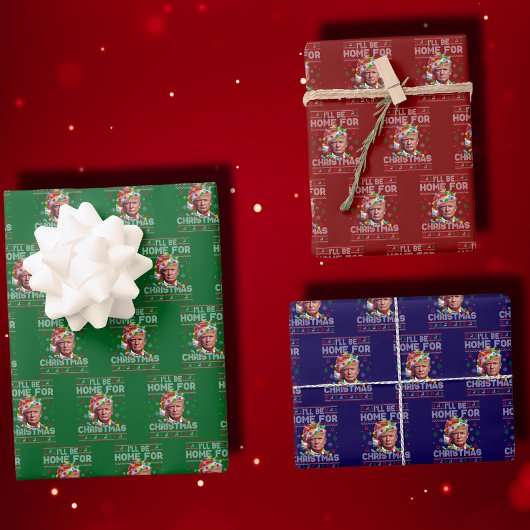 Ik zal thuis zijn voor Kerstmis | Grappige Kerstma Inpakpapier Vel