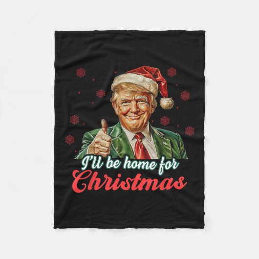 Ik zal thuis zijn voor Kerstmis Grappige Kerstman Fleece Deken (Voorkant)