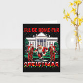 Ik zal thuis zijn voor Kerstmis Grappige Kerstman  Kaart (Gele Bloem)