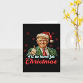 Ik zal thuis zijn voor Kerstmis Grappige Kerstman Kaart (Gele Bloem)