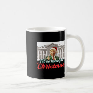 Ik zal thuis zijn voor Kerstmis Grappige Kerstman Koffiemok