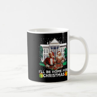 Ik zal thuis zijn voor Kerstmis Grappige Kerstman Koffiemok