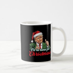 Ik zal thuis zijn voor Kerstmis Grappige Kerstman Koffiemok