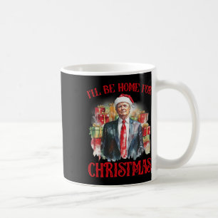Ik zal thuis zijn voor Kerstmis Grappige Kerstman Koffiemok