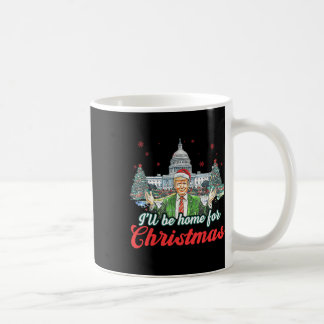 Ik zal thuis zijn voor Kerstmis Grappige Kerstman Koffiemok