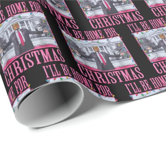Ik zal thuis zijn voor Kerstmis Grappige Trump San Cadeaupapier (Rol Hoek)