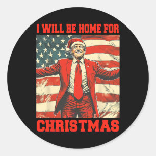 Ik zal thuis zijn voor Kerstmis Kerstman pyjama le Ronde Sticker