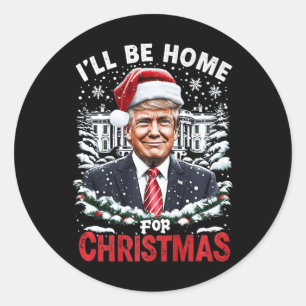 Ik zal thuis zijn voor Kerstmis Patriottische Trum Ronde Sticker