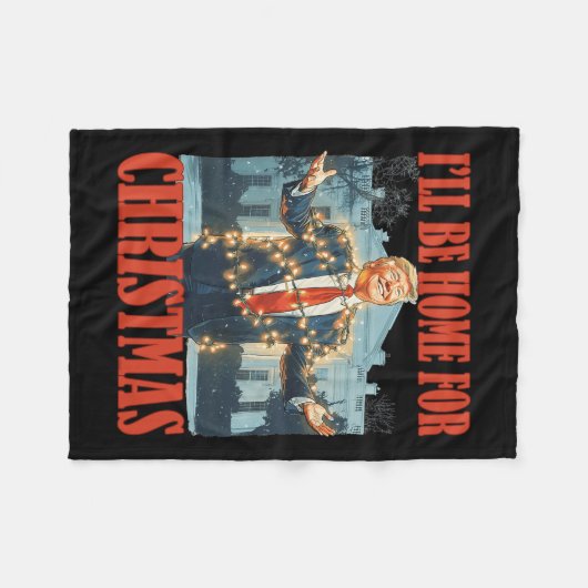 Ik zal thuis zijn voor Kerstmis Santa Funny Trump  Fleece Deken (Voorkant (Horizontaal))