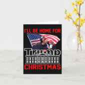 Ik zal thuis zijn voor Kerstmis Santa Funny Trump  Kaart (Gele Bloem)
