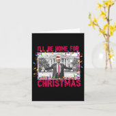 Ik zal thuis zijn voor Kerstmis Santa Funny Trump  Kaart (Gele Bloem)