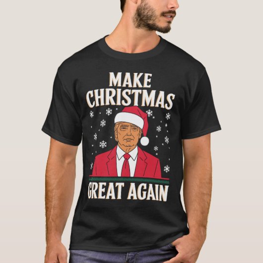 Ik zal thuis zijn voor Kerstmis Santa Trump Kerstm T-shirt (Voorkant)