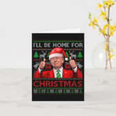 Ik zal thuis zijn voor Kerstmis Santa Trump kerstp Kaart (Gele Bloem)