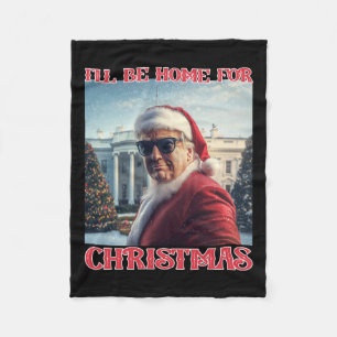 Ik zal thuis zijn voor Kerstmis Trump Santa Selfie Fleece Deken