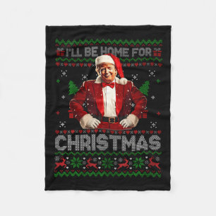 Ik zal thuis zijn voor Kerstmis Xmas Trump Pyjamas Fleece Deken