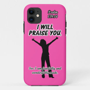 Ik zal u even opvrolijken - Psalm 139:14 roze Silh Case-Mate iPhone Case