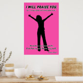 Ik zal u even opvrolijken - Psalm 139:14 roze Silh Poster (Keuken)