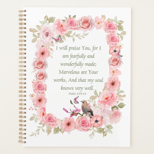Ik zal u loven Christelijke Floral Theme Planner (Voorkant)