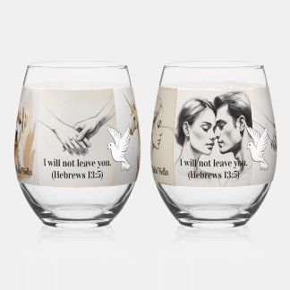 Ik zal u niet verlaten. (Hebreeën 13:5) Wijnglas Zonder Voet