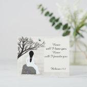 "Ik zal u nooit verlaten", Bijbelvers Briefkaart (Staand voorkant)