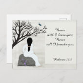 "Ik zal u nooit verlaten", Bijbelvers Briefkaart (Voorkant / Achterkant)