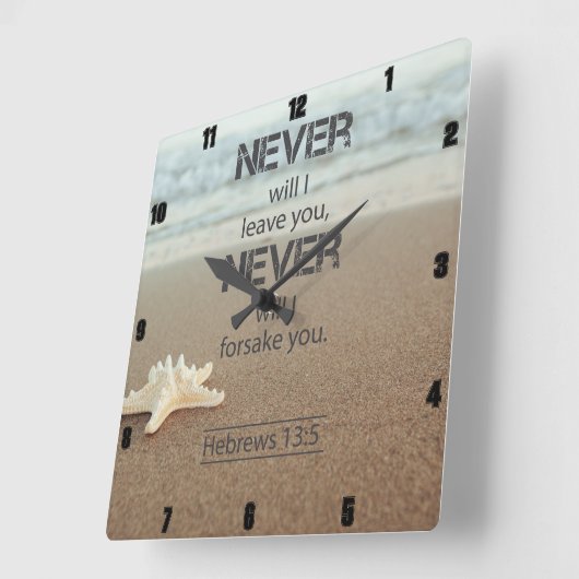 Ik zal u nooit verlaten Hebreeën 13:5 Vierkante Klok (Hoek)