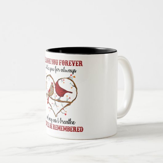 Ik zal van je houden voor altijd/Bereavement Tweekleurige Koffiemok (Voorkant rechts)