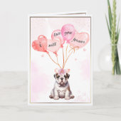 Ik zal voor altijd van je houden Bulldog & hartbal Kaart (Voorkant)