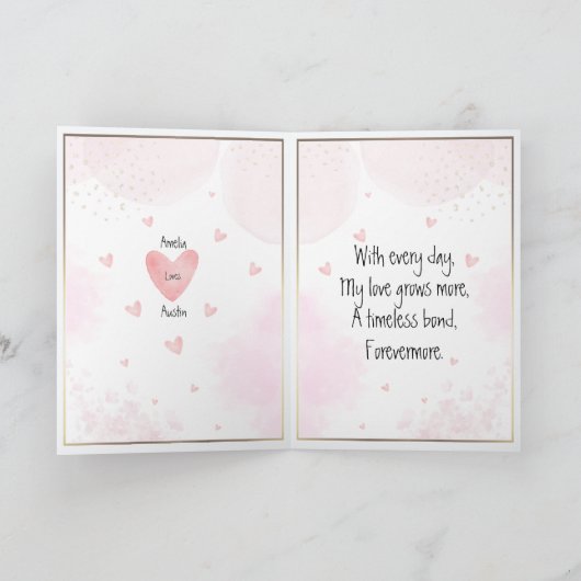 Ik zal voor altijd van je houden Bulldog & hartbal Kaart (Binnen)