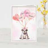 Ik zal voor altijd van je houden Bulldog & hartbal Kaart (Gele Bloem)
