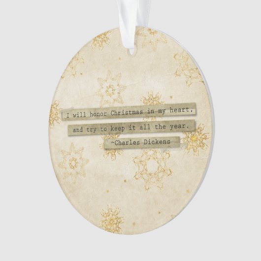 Ik zal voor Kerstmis Charles Dickens Snowflake Ornament (voorkant)