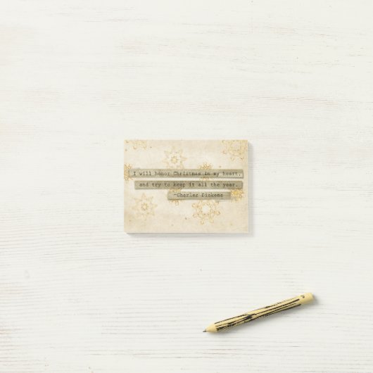 Ik zal voor Kerstmis Charles Dickens Snowflake Post-it® Notes (Op bureau)