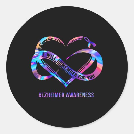 Ik-zal voor u alzheimer bewustzijn onthouden ronde sticker (Voorkant)