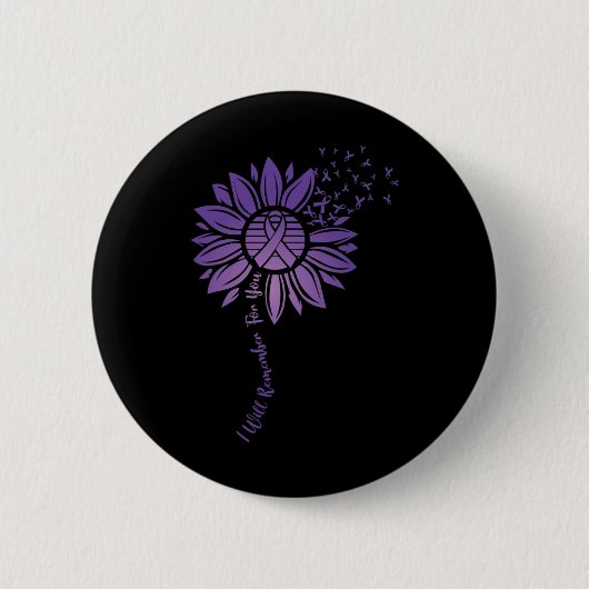 Ik zal voor u Paarse Zonnebloem Alzheimer onthoude Ronde Button 5,7 Cm (Voorkant)