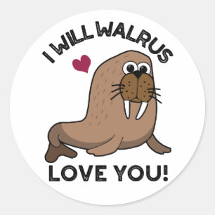 Ik zal Walrus van je houden... grappige dierenbone Ronde Sticker
