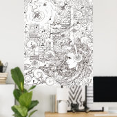 Ik zat bij de oceaan - illustratie poster (Thuiskantoor)