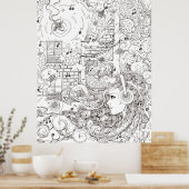 Ik zat bij de oceaan - illustratie poster (Keuken)