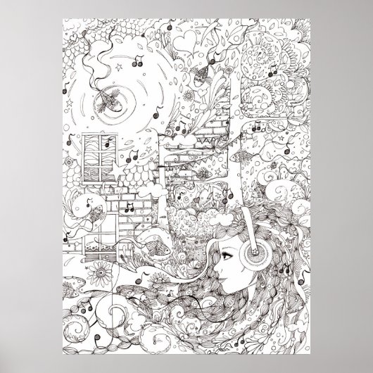 Ik zat bij de oceaan - illustratie poster (Voorkant)