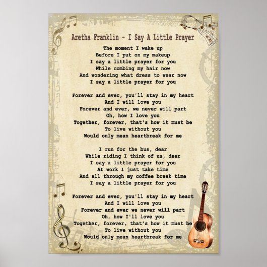 Ik zeg een kleine gebeden song Lyric Wall Art prin Poster (Voorkant)