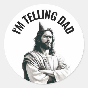 Ik zeg het papa - Grappige Jezus Meme Ronde Sticker