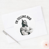 Ik zeg het papa - Grappige Jezus Meme Ronde Sticker (Envelop)