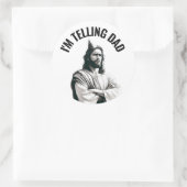 Ik zeg het papa - Grappige Jezus Meme Ronde Sticker (Tas)