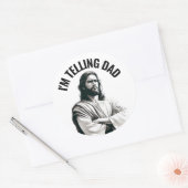 Ik zeg het papa - Grappige Jezus Meme Ronde Sticker (Envelop)